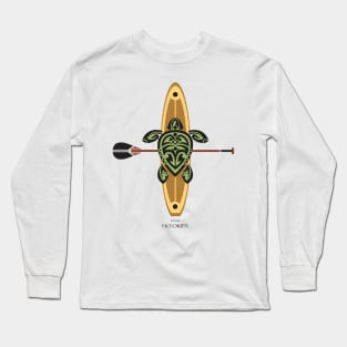 Black & Green Tribal Turtle Stand-Up Wave Rider / Ho'okipa, Maui Long Sleeve T-Shirt